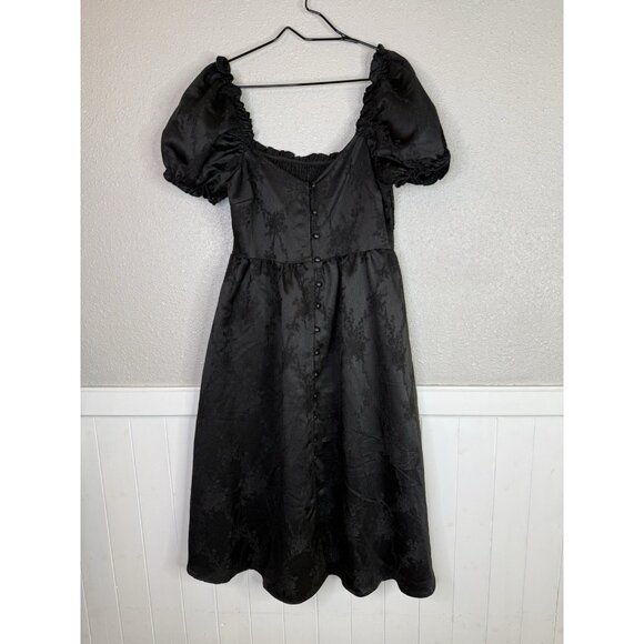 DISTURBIA Sylvie Puff Sleeve Midi Dress Brocade Goth Dark Romantic US 8 / UK 12 - Picture 2 of 8